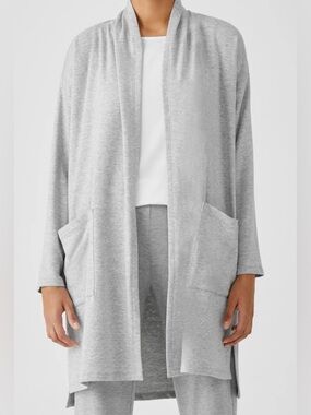 Eileen Fisher Cozy Brushed Terry Cardigan Size Large